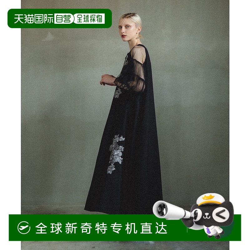 1h可退 日本直邮et.UNiVER 女士A字剪裁刺绣连衣裙 蕾丝袖优雅显