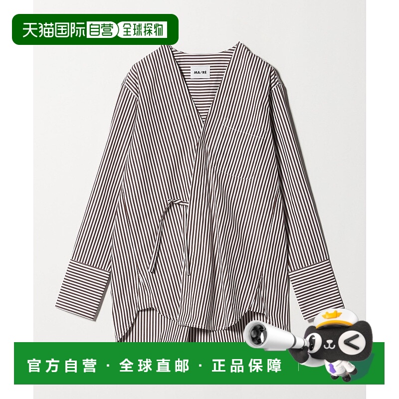 1h可退 日本直邮MA/RE’ 女装 日式纹样条纹衬衫 非对称设计 长袖