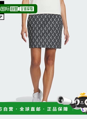 日本直邮 adidas 高尔夫多色BOS印花女性能效短裙 IK9769 黑色