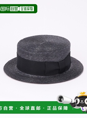 1h可退 日本直邮CA4LA 男女同款麦草宽带装饰平顶草帽 DOU02035