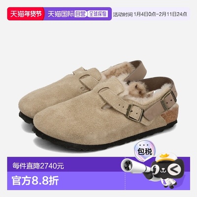 日本直邮BIRKENSTOCK TOKIO 羊毛绒面革窄款女士凉鞋 灰褐色 (BKS