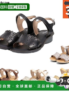 日本直邮MODELLO 女士镂空凉鞋3E 宽舒适绑带花朵图案夏季灰色棕M