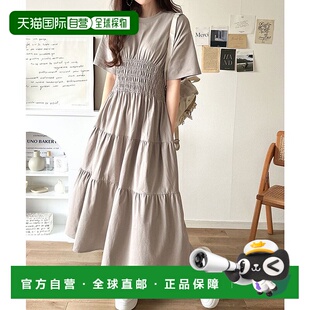 日本直邮Classical Elf 纯棉腰褶破洞剪裁半袖A字连衣裙 [C04519E