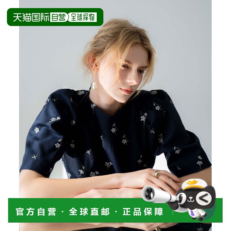 日本直邮Noela 女士 小花刺绣衬衫 5621137泡泡袖通勤