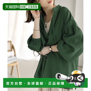 1h可退 日本直邮Java 女士纯棉杨柳素材咖夫塔恩衬衫 轻盈透感 休