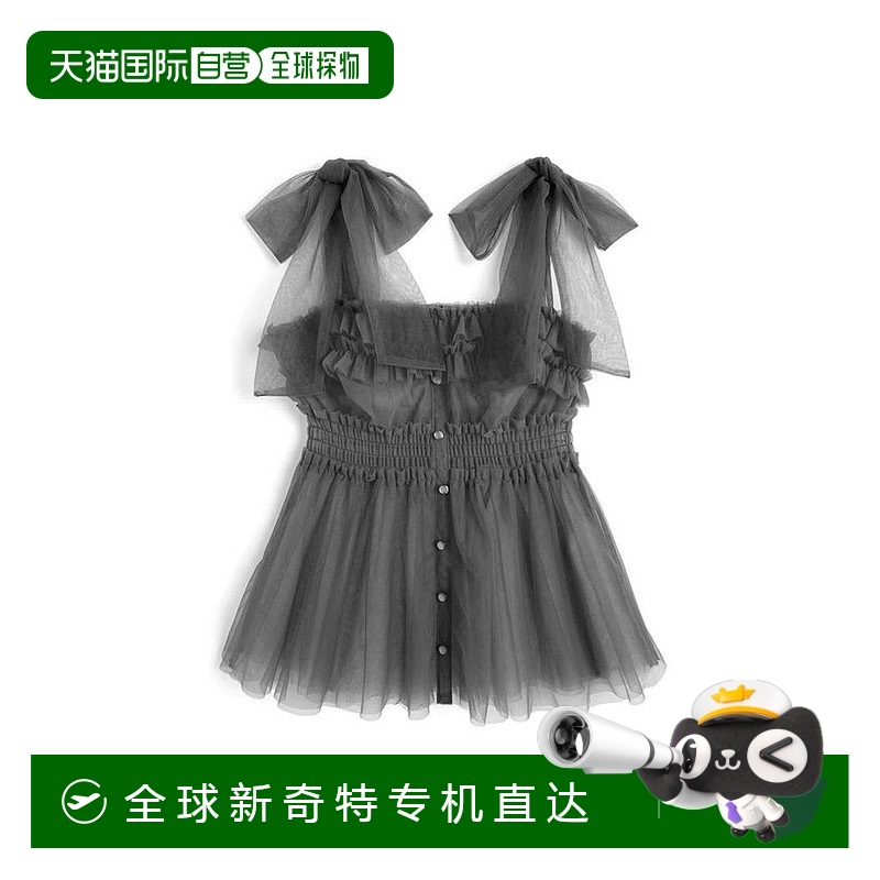日本直邮日潮 GRL肩带蝴蝶结薄纱吊带上衣dk1519蕾丝