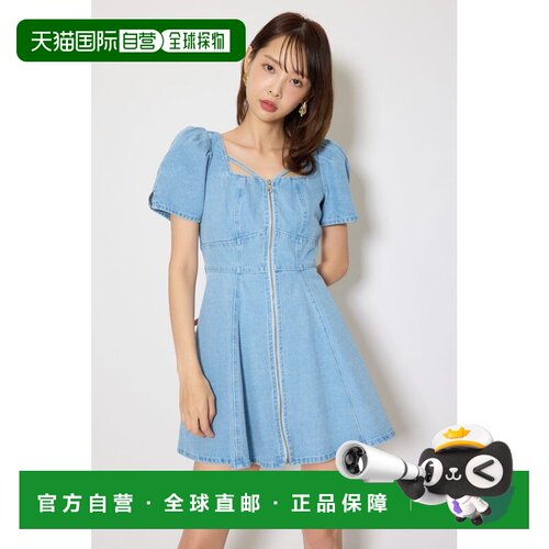 日本直邮前开拉链美人鱼牛仔迷你连衣裙 连衣裙