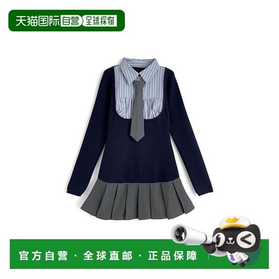 日本直邮日潮 GRL带领带衬衫拼接针织迷你连衣裙k9400i裙子