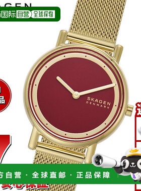 日本直邮Skagen 女士 Signatur Lille 双指针金色不锈钢网眼手表