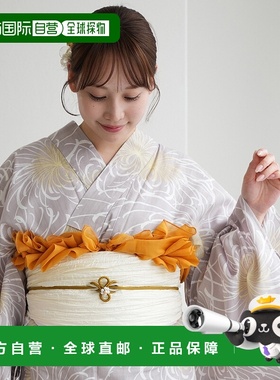 1h可退 日本直邮utatane 女士浴衣三件套菊花图案 灰色 501028491