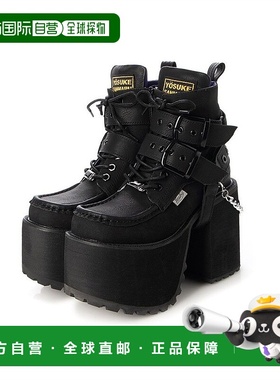 【日本直邮】Yosuke女士高跟鞋黑色高帮个性时尚厚底百搭短靴