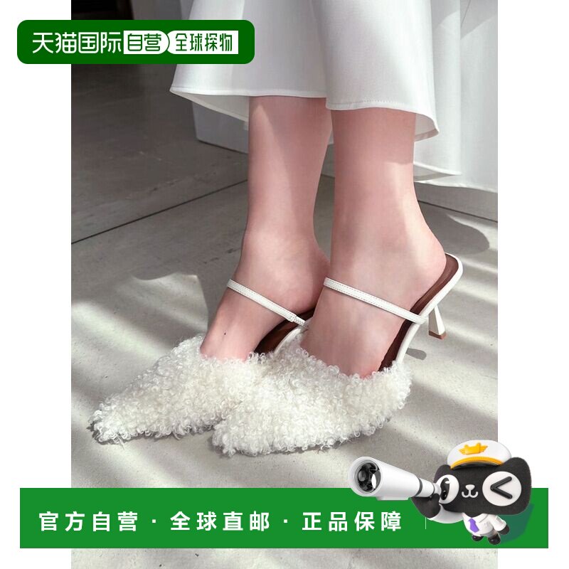 RESEXXY 女装 仿毛绒尖头高跟鞋 半包带设计拖鞋单鞋 1525518104图片