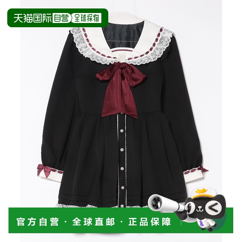 1h可退 日本直邮Secret Honey 女士蕾丝荷叶边水手领连衣裙 蝴蝶