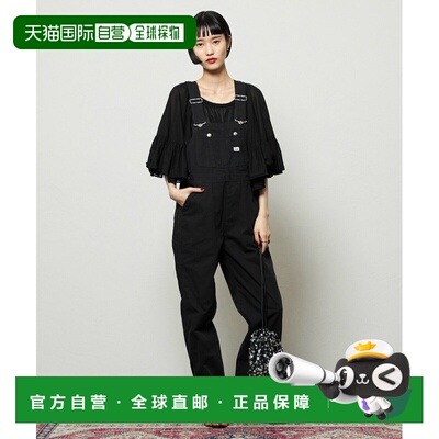 日本直邮Lee女装修身工装背带裤 全棉直筒收脚背带裤 LL11840007