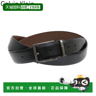 日本直邮Calvin Klein 双面皮带时尚男士黑色光滑真皮皮带 (11CK0