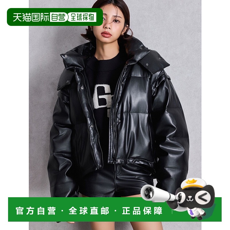 1h可退 日本直邮GYDA 女士2WAY仿皮中长羽绒外套 可拆袖设计 0725