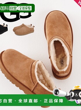 日本直邮UGG 靴子羊皮靴踝靴经典微型女士CLASSIC MICRO羊皮黑色1