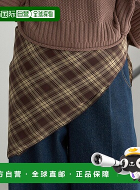 1h可退 日本直邮earth music&ecology 女装 格纹围巾 轻盈聚酯材