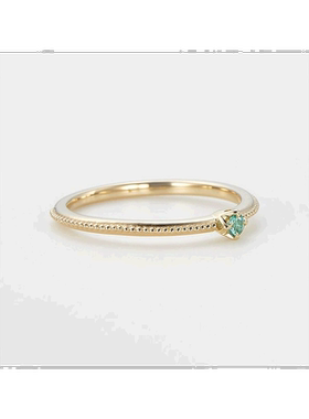 日本直邮日潮 agete 阿卡朵 ＜5月生日石＞K10祖母绿尾戒翡翠戒指