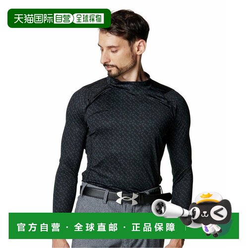 日本直邮Under Armour 高尔夫速干长袖内搭圆领衫 6007920 黑色