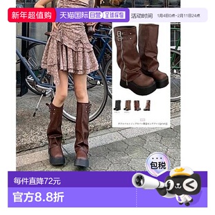 日本直邮日潮 GRL双带拉链厚底长筒靴厚底鞋长靴靴子ZR1412牛皮