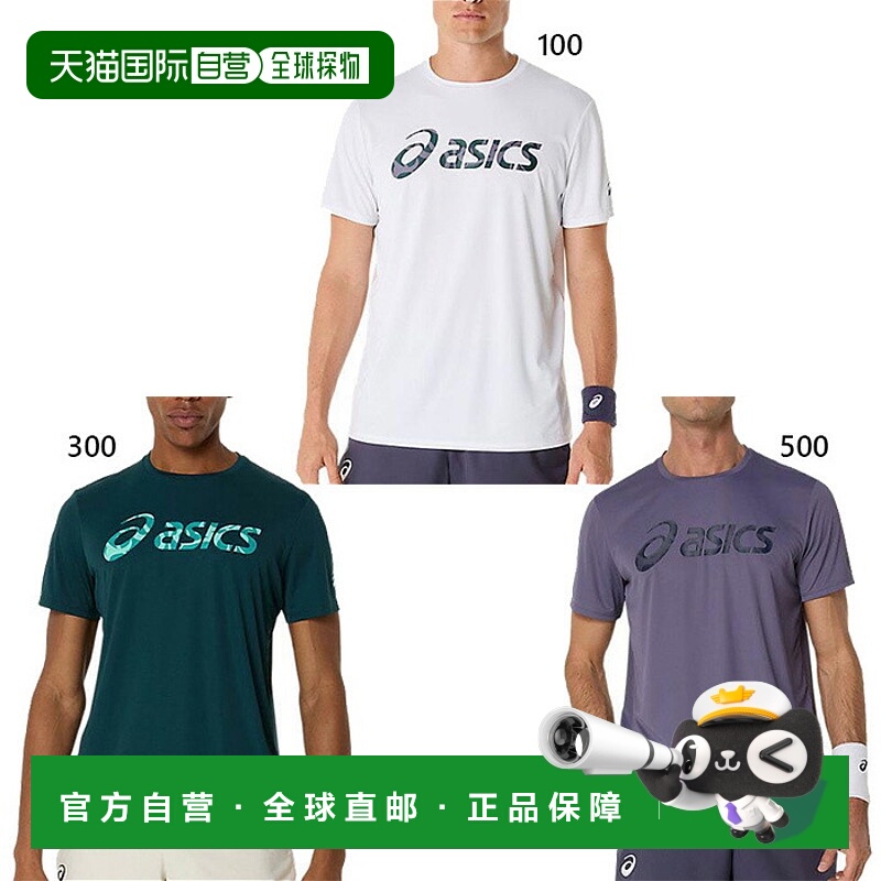 日本直邮ASICS 男士印花短袖衬衫网球/羽毛球上衣2041A346
