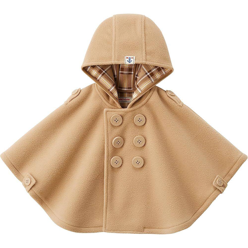 【日本直邮】MIKI HOUSE婴童披风斗篷外套日本制 均码70-90cm米色