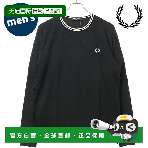 日本直邮Fred Perry Twin Tipped 男士长袖T恤 M9602-R88 FW26 棉
