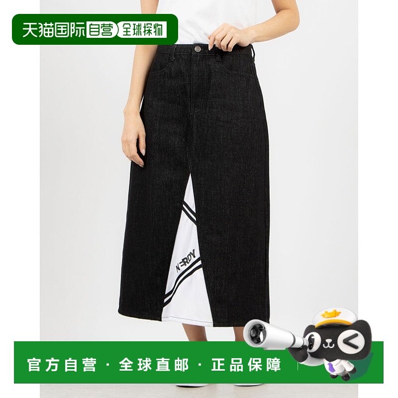 日本直邮NERDY 纽约轨道混合牛仔直筒裙 [NE8621EW000932] 黑色