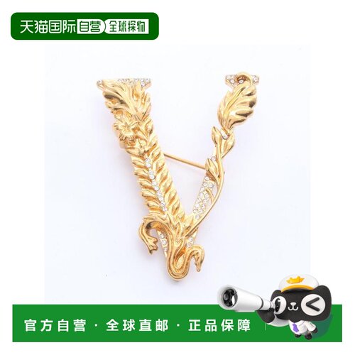 日本直邮中古Versace范思哲女A级95新brooch胸针镀金金属胸针金色