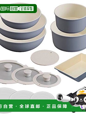 【日本直邮】IRIS OHYAMA 炒锅套装 14件 CC-SE14NP 灰色 14件套