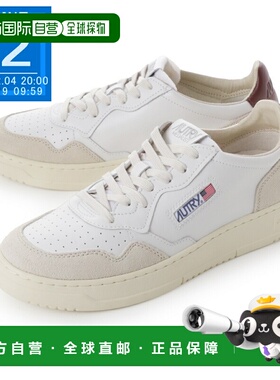 日本直邮Autry 男士 Aulm LS03 皮革绒面革白色酒红色 MEDALIST