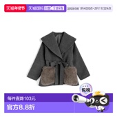 日本直邮日潮 GRL丝带腰带款 毛绒口袋皮草大衣ASK150