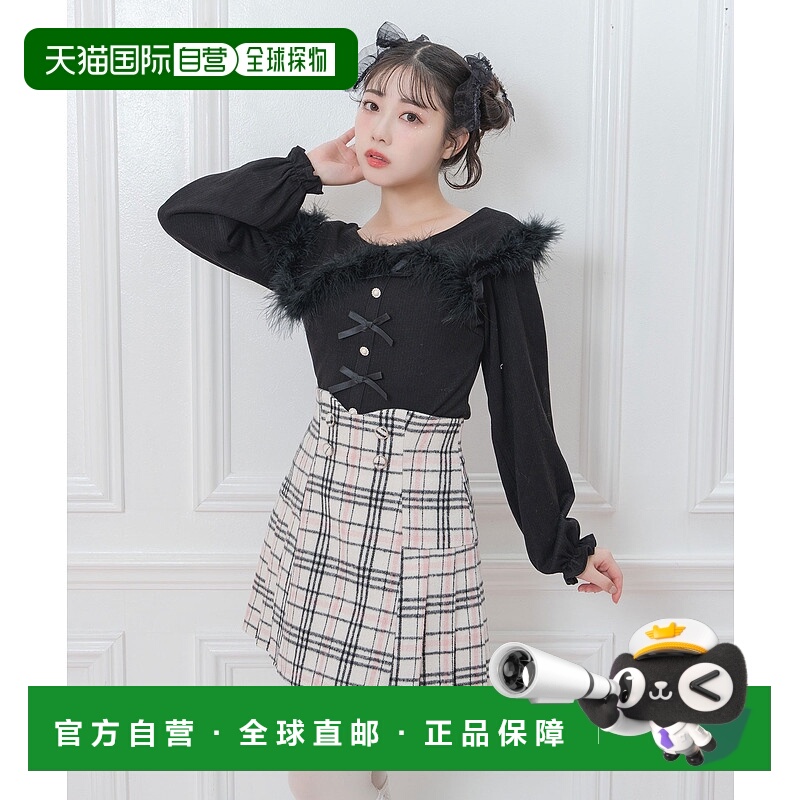 1h可退 日本直邮Honey Cinnamon 女士蝴蝶结点缀羽感针织上衣 HC2