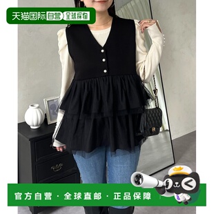 1h可退 日本直邮prose verse 女装 V领珍珠纽扣雪纺荷叶边背心 PV