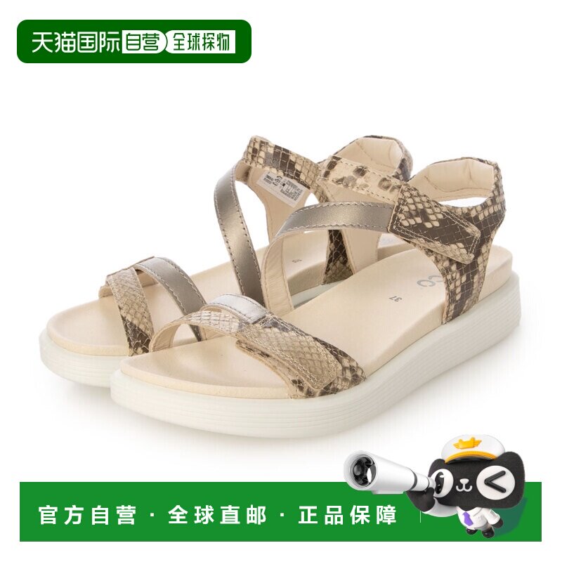 日本直邮ECCO 238803 ECCO 女士真皮舒适软凉鞋（蟒蛇纹/纯羊绒金