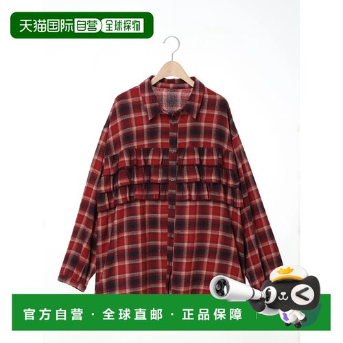 1h可退 日本直邮Samansa Mos2 女装 格纹荷叶边宽松衬衫 27018003
