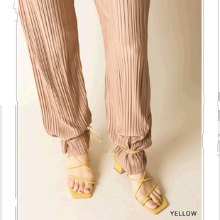 【日本直邮】RandaRANDA2WAY粗跟绑带凉鞋（黄色）秋冬女时装凉鞋