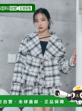 1h可退 日本直邮ANDGEEBEE 女士流苏格纹外套 AG244JK1002