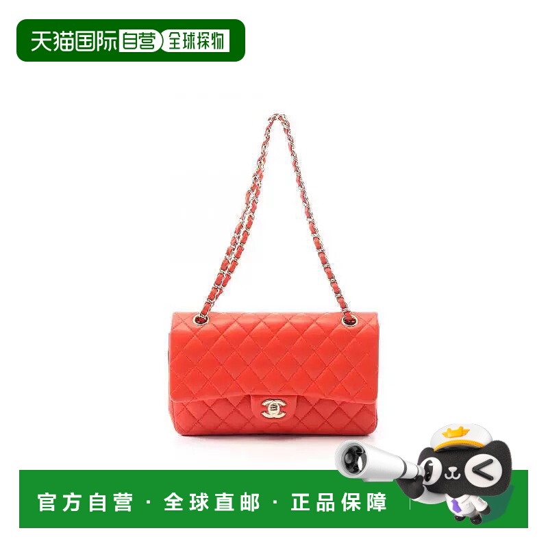 日本直邮中古Chanel香奈儿女包A级95新CF菱格羊皮单肩包红色