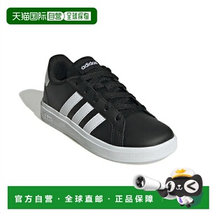 日本直邮 adidas 儿童经典休闲网球鞋带扣运动鞋 黑色白底 [LKK25