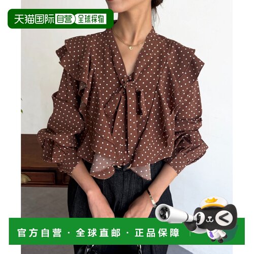 日本直邮Chez toi 女士 波点荷叶边衬衫 PGC1061704A0010