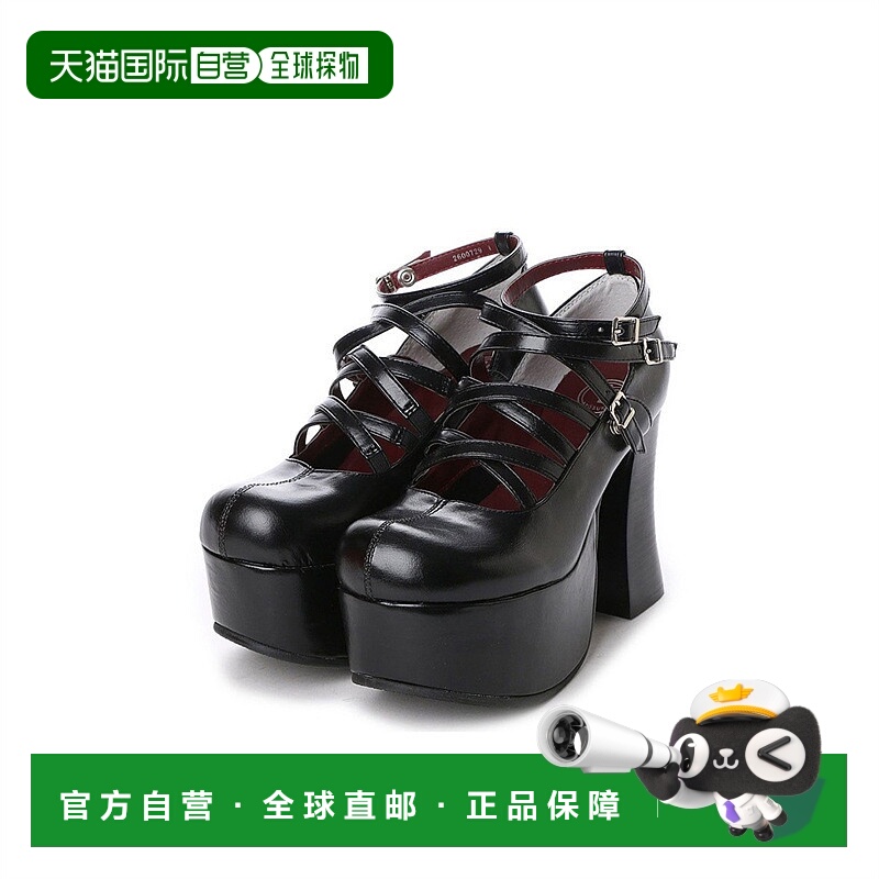 【日本直邮】yosuke厚底粗跟高跟鞋洛丽塔交叉绑带复古暗黑女鞋