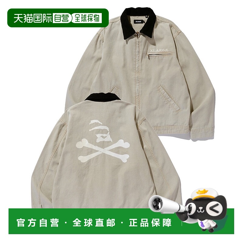 1h可退 日本直邮XLARGE 男女同款 骷髅印花 工装外套 水洗做旧设