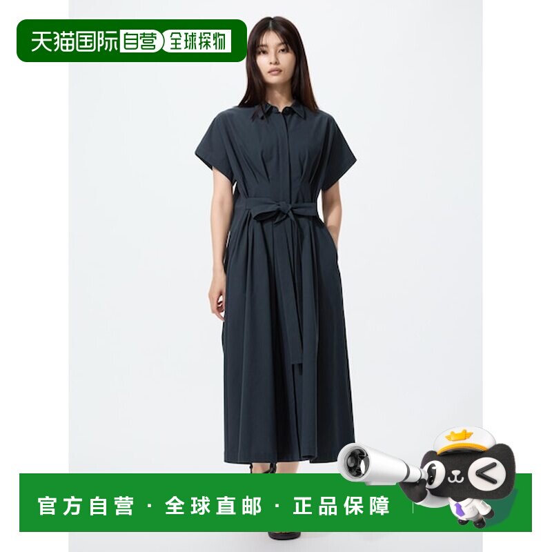 日本直邮UNIQLO 西亚萨卡衬衫连衣裙优衣库图片
