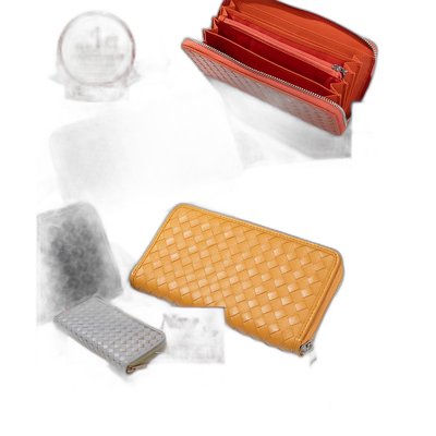 日本直邮 男士奢华羔羊圆形拉链钱包 收纳 Intrecciato 简约时尚