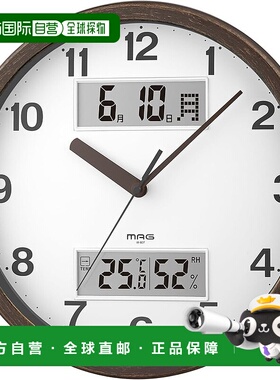 【日本直邮】MAG（饰品）壁挂钟29cm 温度/湿度/木棕色W-807 BR-Z