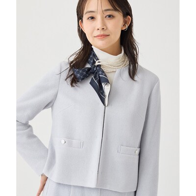 日本直邮INDIVI 女装 无领布克雷起毛针织外套 12【付后1h可退】