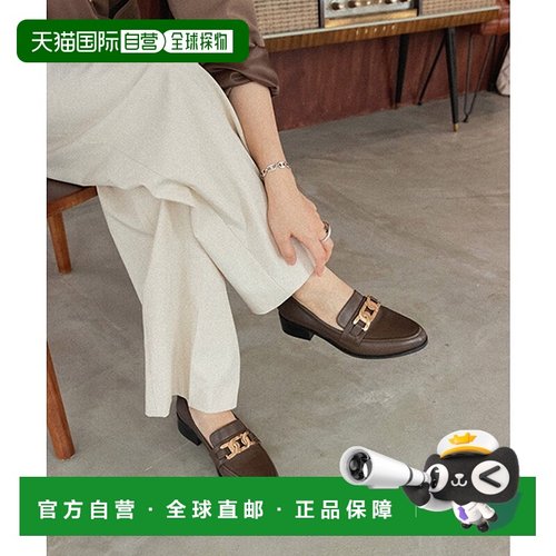 日本直邮RANDA 真皮皮革链条饰扣乐福鞋单鞋 黑色 RA041BW016551