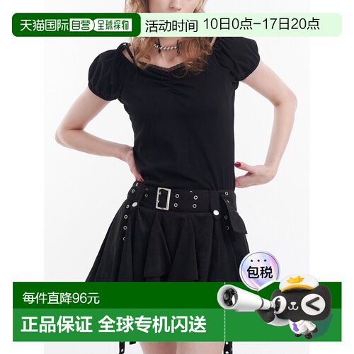 日本直邮jouetie 女装 泡泡短袖蕾丝拼接2WAY方领上衣 0825427021